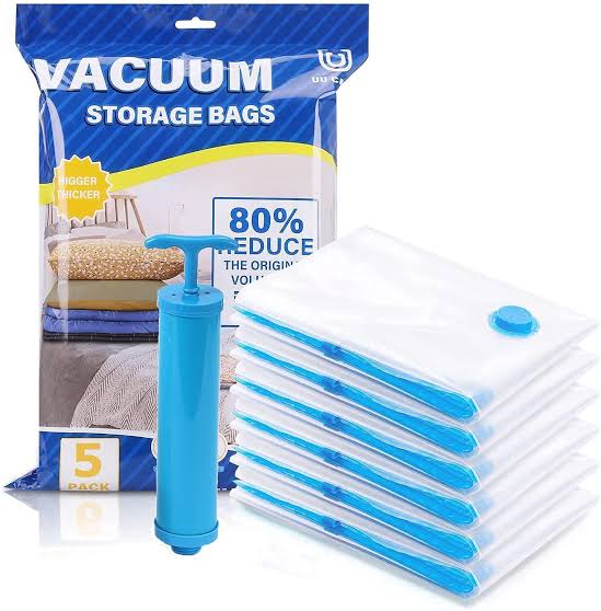 5 Vacuum Storage Bags with Travel Hand Pump